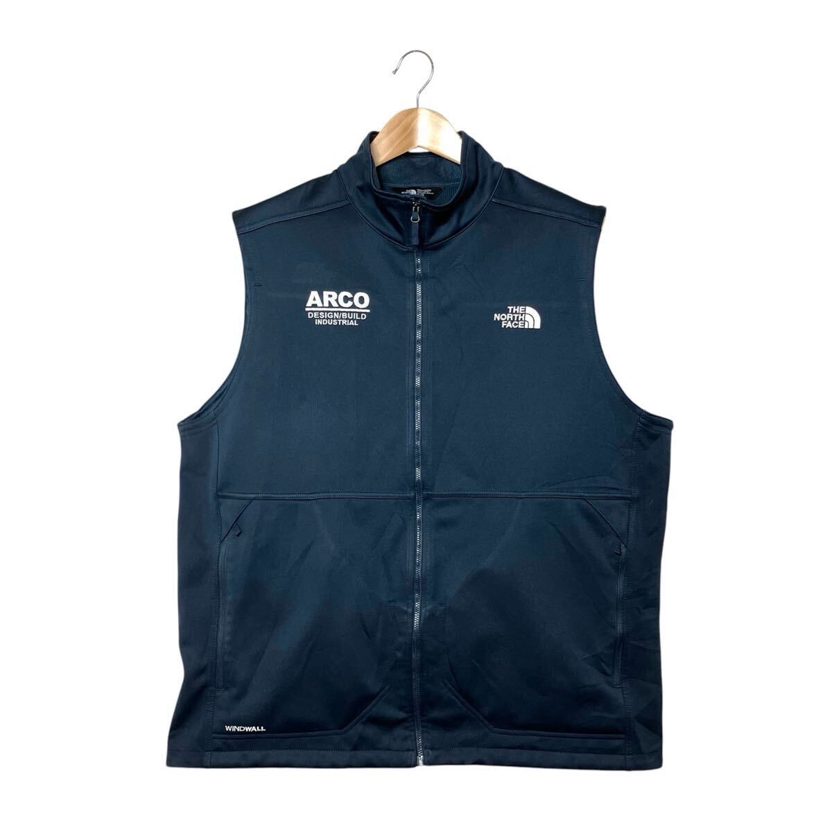 【美品】THE NORTH FACE ノースフェイス メンズ アーペクス キャニオン ベスト アメリカ企業ロゴ刺繍 ネイビー ポリエステル USA古着／ 紺