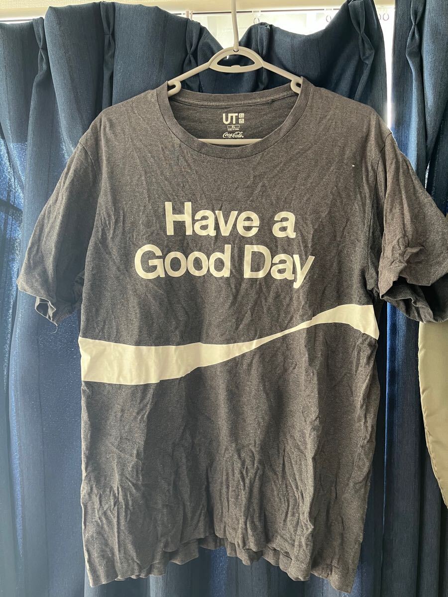 UNIQLO × コカ・コーラ メンズ 古着 Tシャツ 黒 半袖 半袖Tシャツ ブラック XL 1000スタ