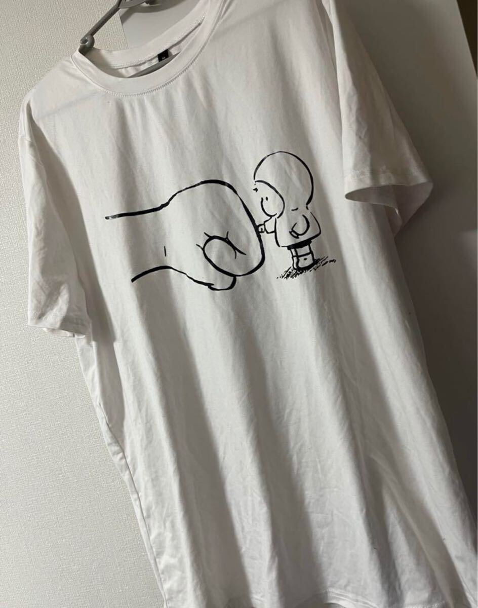 メンズ 古着 オーバーサイズ XL Tシャツ ホワイト プリントTシャツ キャラデザイン 1000スタ
