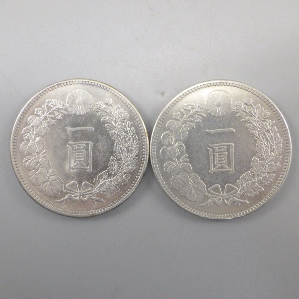 旧1円銀貨 新1円銀貨 明治30年/明治37年 2枚まとめ 量目：約