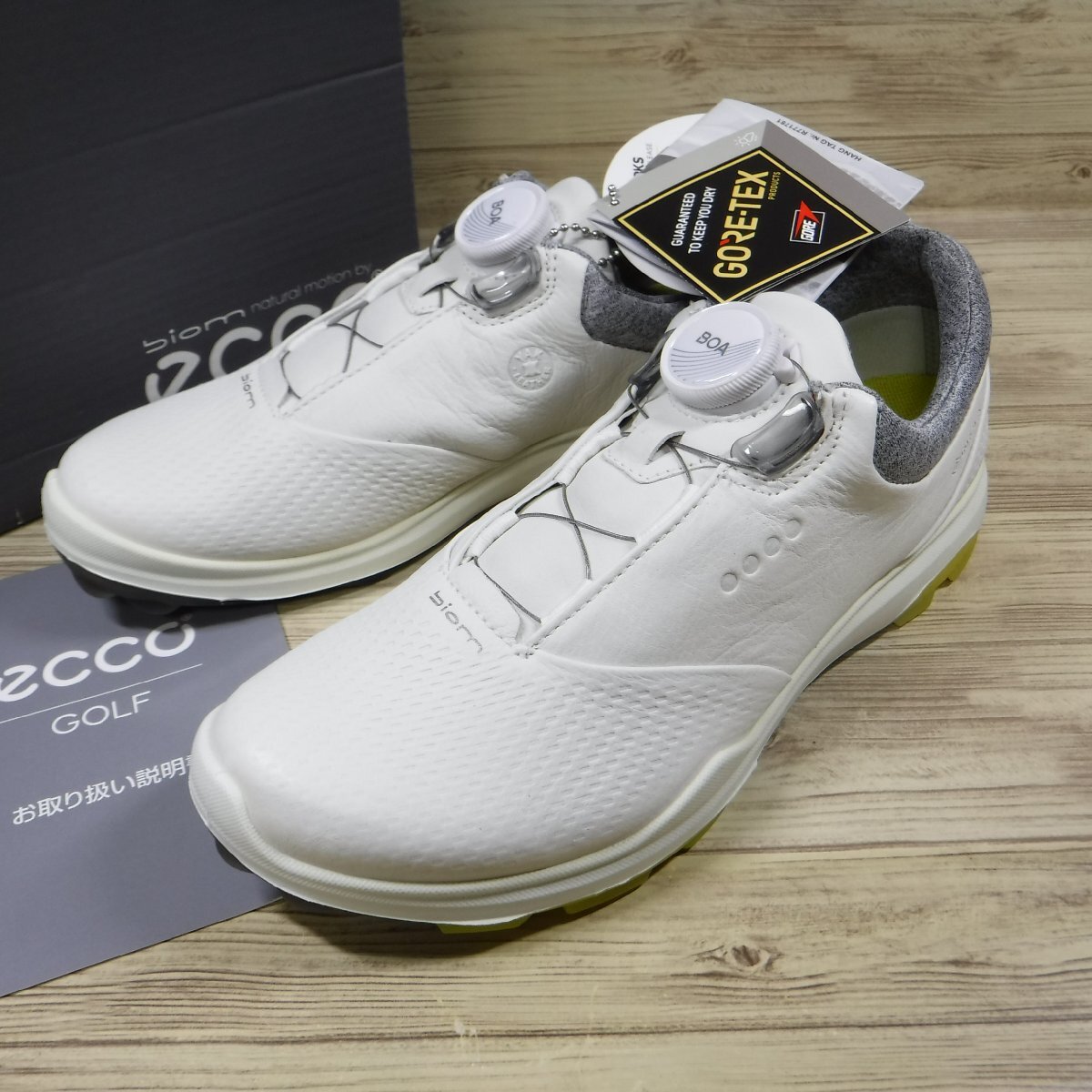 KK699 ECCO エコー 新品 定価23870円 白 ゴアテックス BOA 搭載 ダイヤル式 スパイクレス 軽量 ソフト牛革 ゴルフシューズ 22.0 GORE-TEX