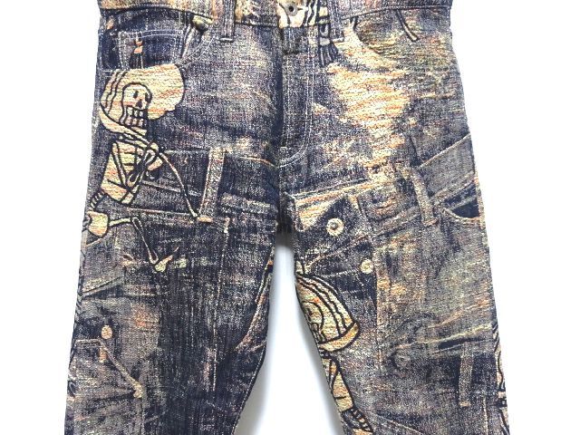 ISSEY MIYAKE MEN A-POC 00s vintage original SKULL DENIM PANTS 35 size / イッセイミヤケ スカル刺繍 デニム アーカイブ 2008年 メンズ