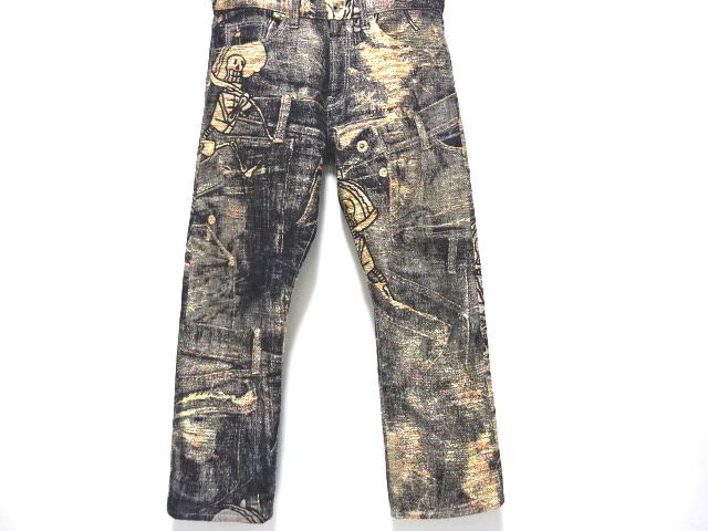 ISSEY MIYAKE MEN A-POC 00s vintage original SKULL DENIM PANTS 35 size / イッセイミヤケ スカル刺繍 デニム アーカイブ 2008年 メンズ
