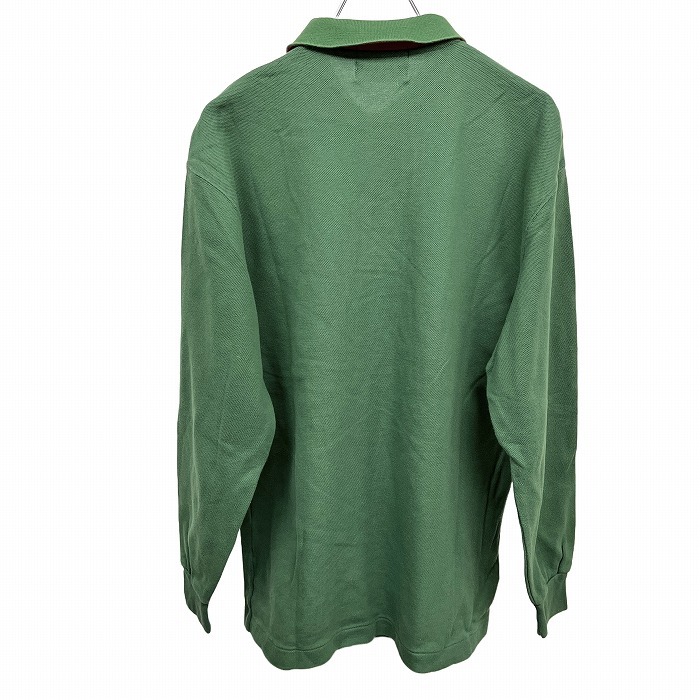 インプレッションズ Impressions ゴルフ ポロシャツ 鹿の子 刺繍 長袖 ポケット無し 日本製 綿100% コットン L グリーン 緑×赤 メンズ_画像2