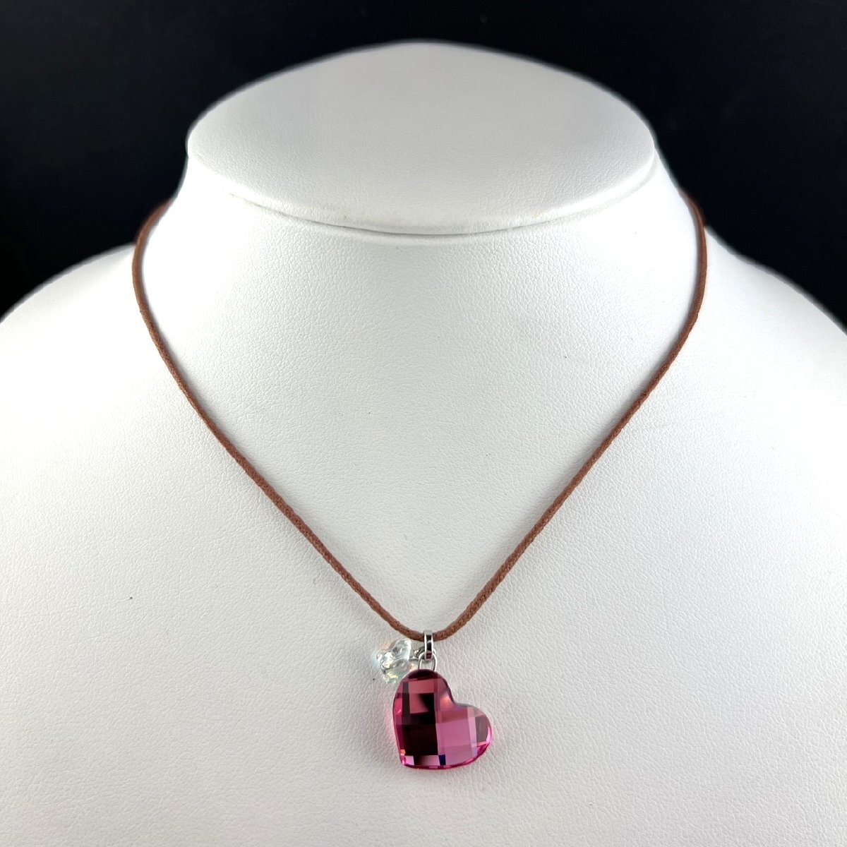 【77】SWAROVSKI スワロフスキー ネックレス ペンダント チョーカー ハートクリスタル アクセサリー ブランド (約)46cm 4.9g