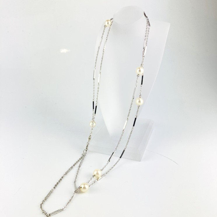 【77】SV925 ネックレス SILVER シルバー パール レディース 長め アクセサリー ファッション 人気 (約) 全長77㎝ 7.9ｇ (1836)