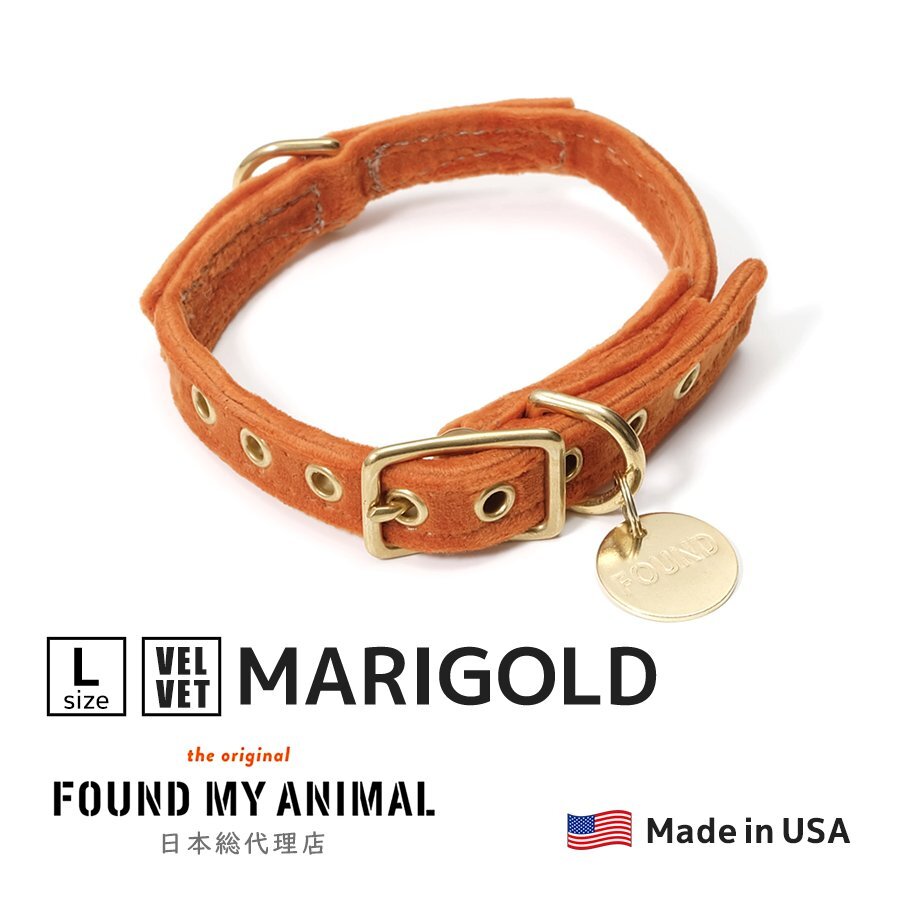 FOUND MY ANIMAL キャット ドッグ カラー 首輪 MARIGOLD Lサイズ 犬 ネコ ペット ベルト クラシカル アメリカ製 Cat & Dog Collar