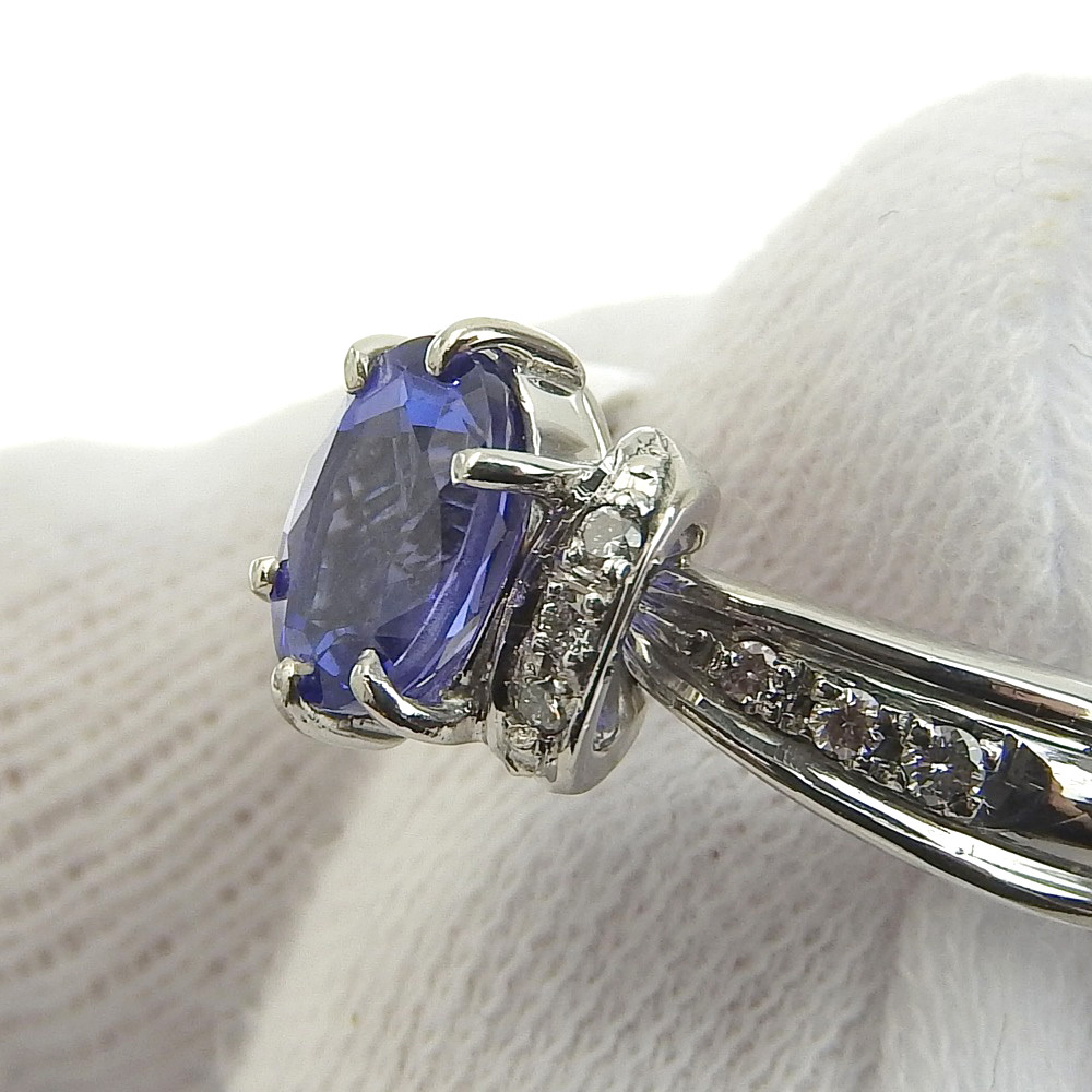 【本物保証】 鑑付 新品同様 天然タンザナイト Pt900 タンザナイト1.49ct メレダイヤモンド 0.137ct 12號(hào) キレイ ノーブランド No brand