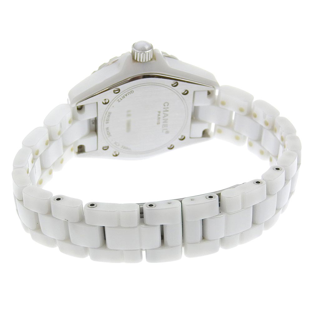 【本物保証】 箱?保付 超美品 シャネル CHANEL J12 デイト H0968 白文字盤 セラミック クォーツ 電池 約33ミリ レディース 腕時計