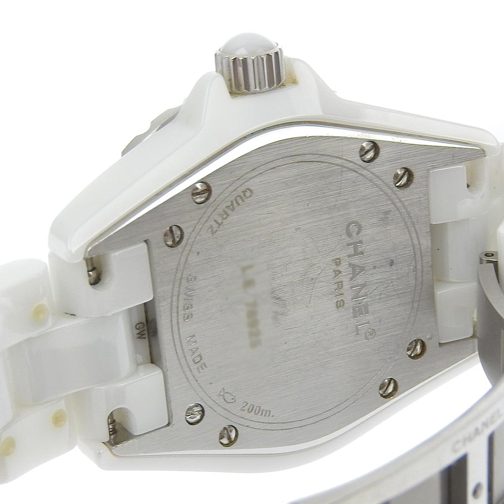 【本物保証】 箱?保付 超美品 シャネル CHANEL J12 デイト H0968 白文字盤 セラミック クォーツ 電池 約33ミリ レディース 腕時計
