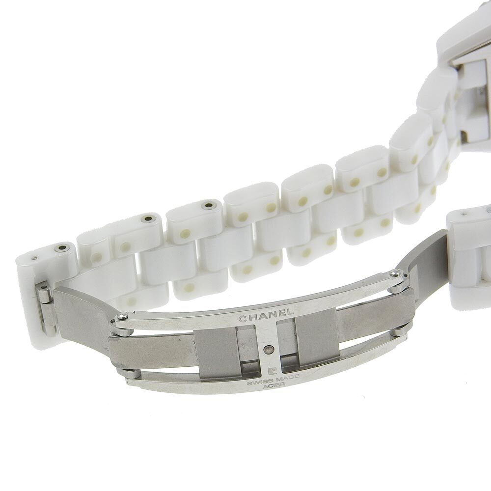 【本物保証】 箱?保付 超美品 シャネル CHANEL J12 デイト H0968 白文字盤 セラミック クォーツ 電池 約33ミリ レディース 腕時計