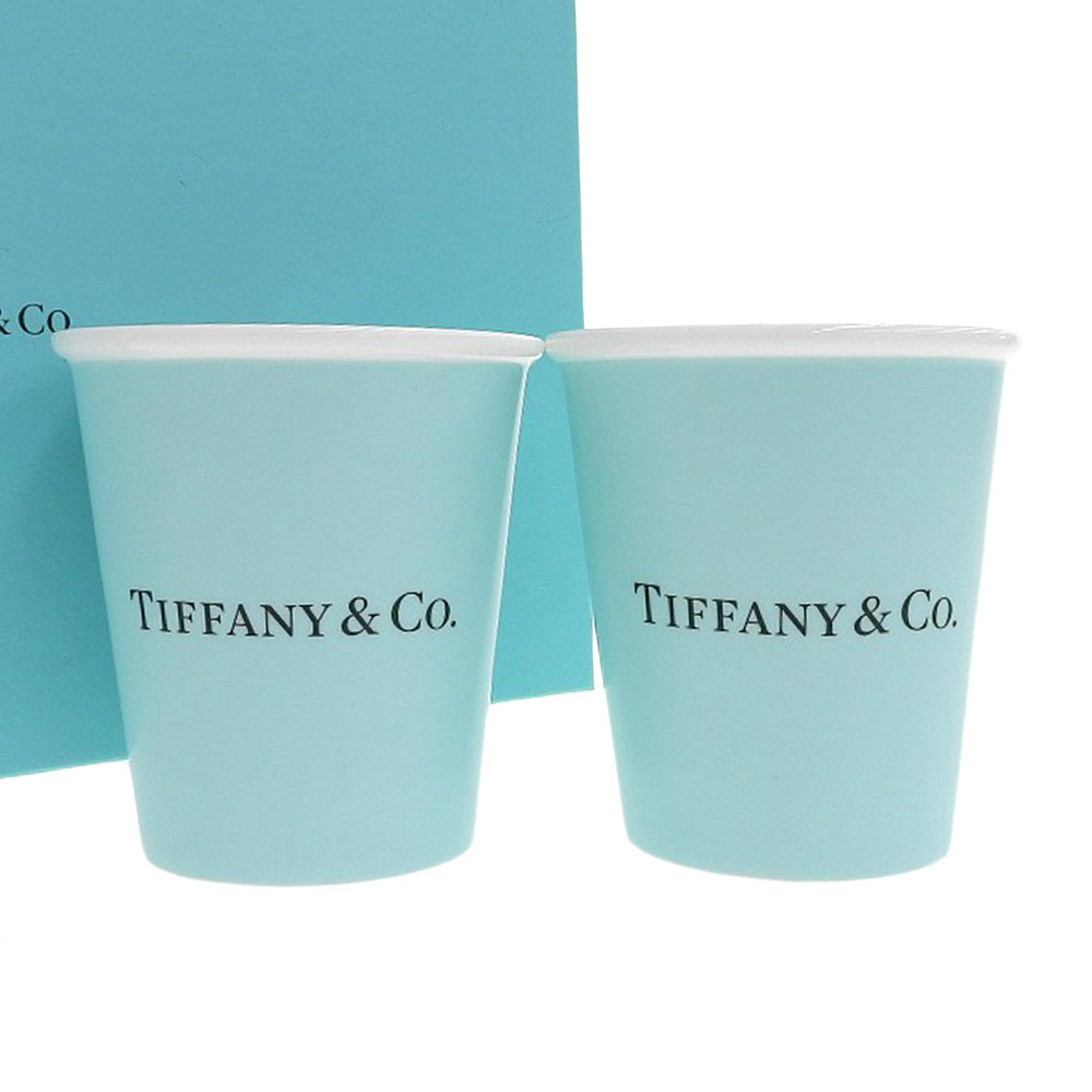 【本物保証】 箱付 新品同様 ティファニー TIFFANY & Co. コーヒー ペーパーカップ ボーンチャイナ 11285 2個セット カップ コップ