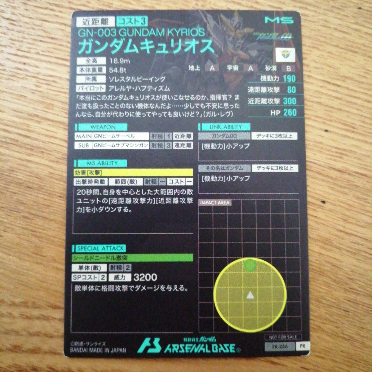 機(jī)動(dòng)戦士ガンダムアーセナルベース　PR-016　ガンダムキュリオス　プロモーション　PR