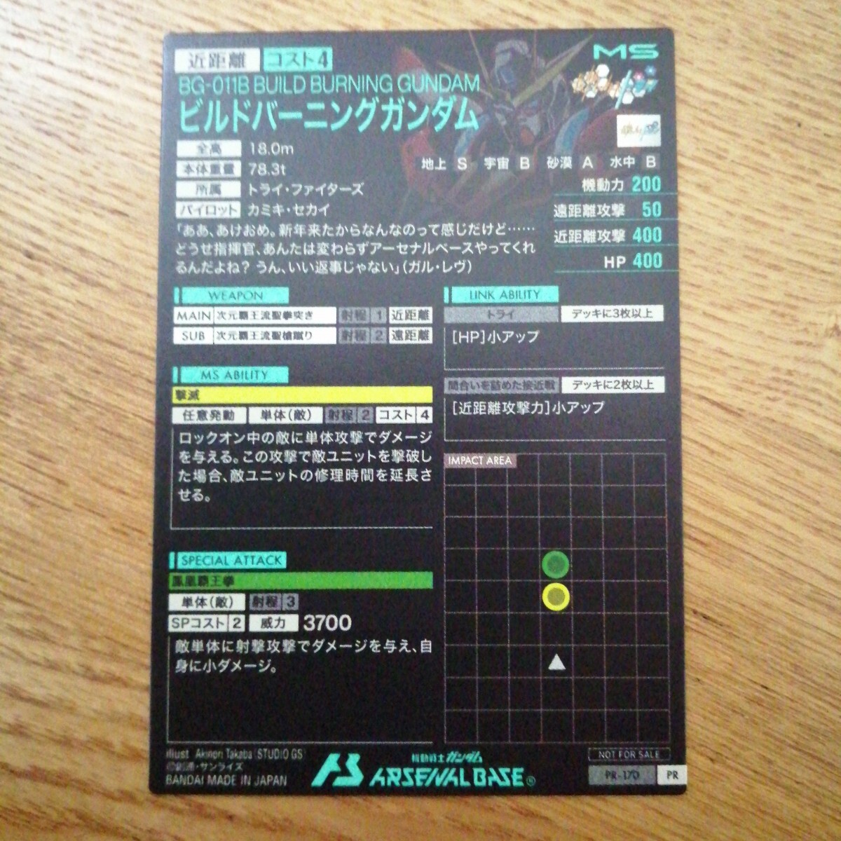 機(jī)動戦士ガンダムアーセナルベース　PR-170　ビルドバーニングガンダム　プロモーション　PR