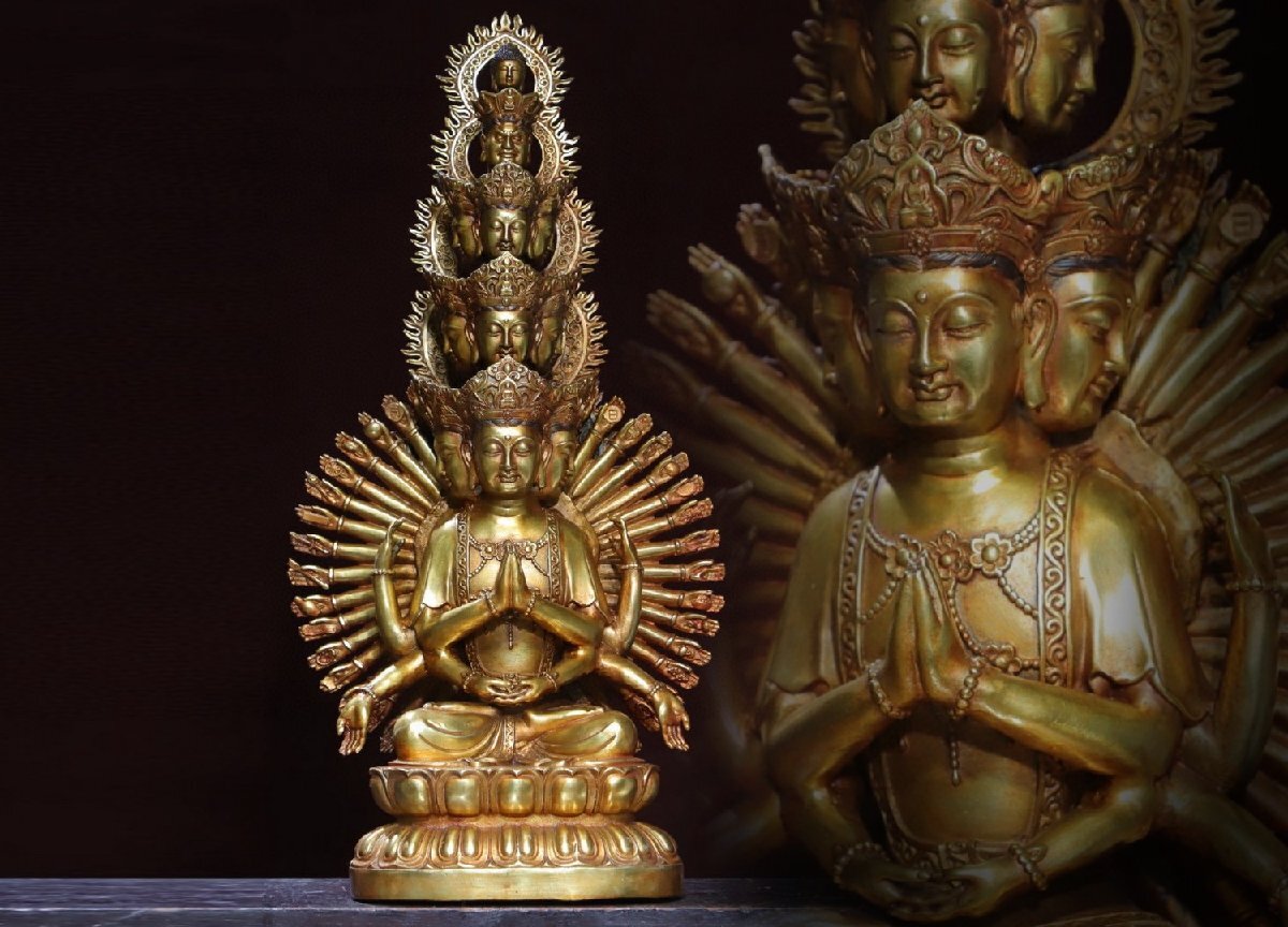 蔵友館蔵品・銅製・金鍍・彩繪・黄財神像】・希少珍品・置物・賞 蔵友館蔵品・銅製・金鍍・彩繪・黄財神像】・希少珍品・置物・賞