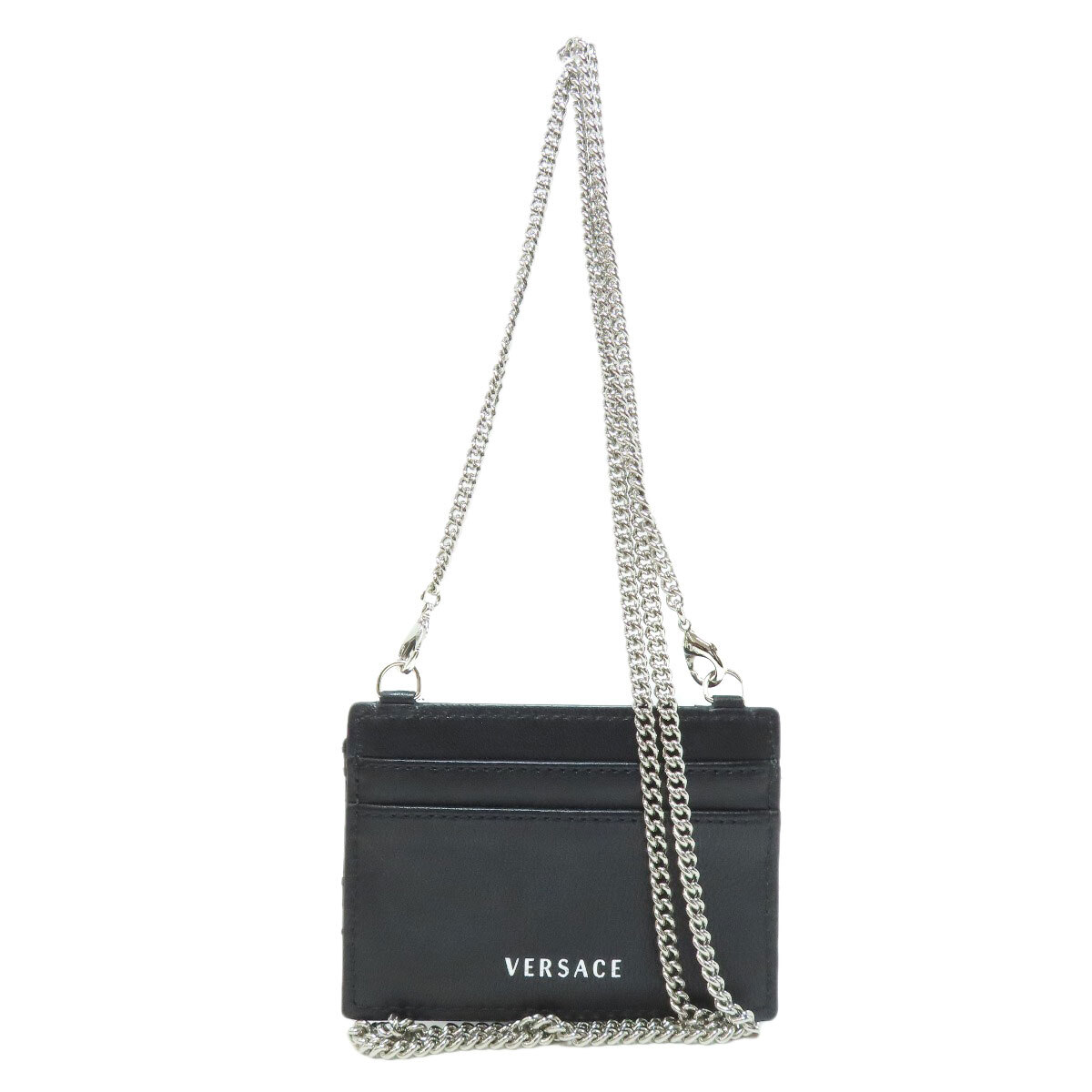 VERSACE ヴェルサーチ チェーン付き カードケース レザー レディース 中古