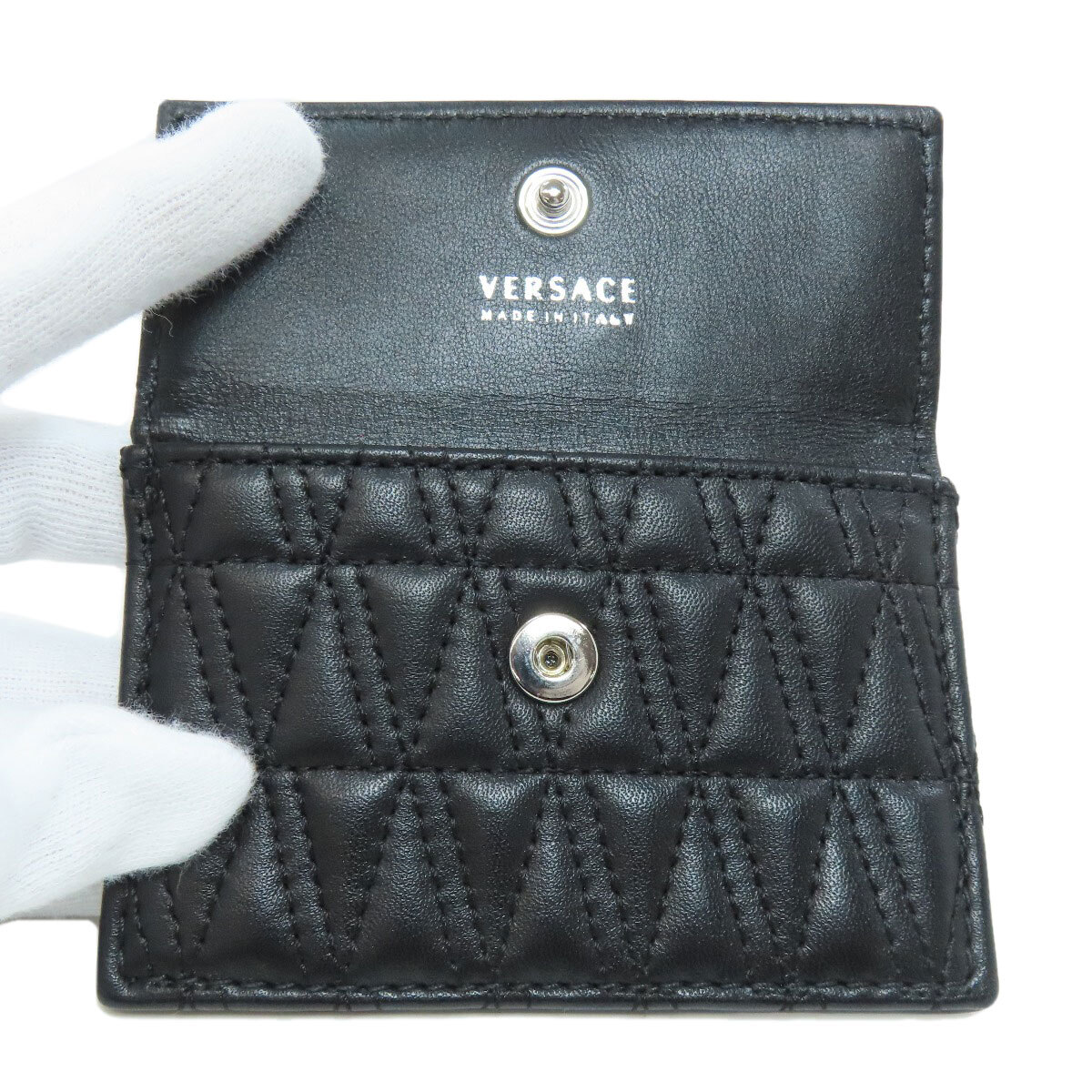 VERSACE ヴェルサーチ チェーン付き カードケース レザー レディース 中古