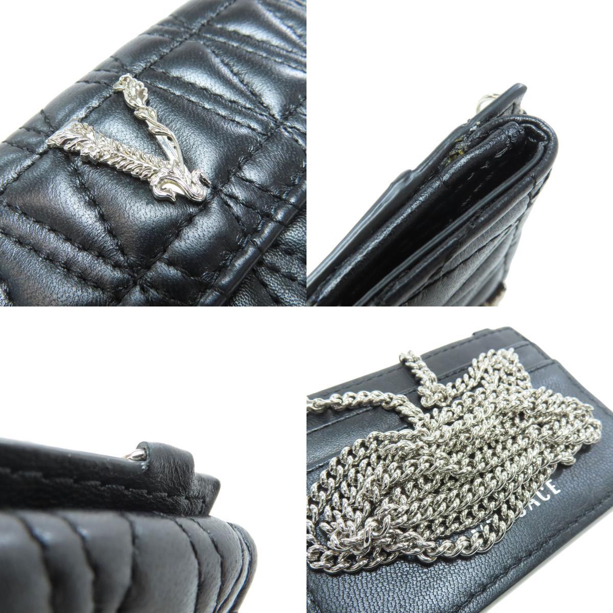 VERSACE ヴェルサーチ チェーン付き カードケース レザー レディース 中古