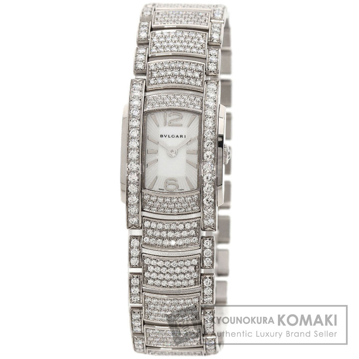 BVLGARI BVLGARY AAW26Ga шоу ma оправа ремень бриллиант наручные часы K18 белое золото K18WGx бриллиант женский б/у 