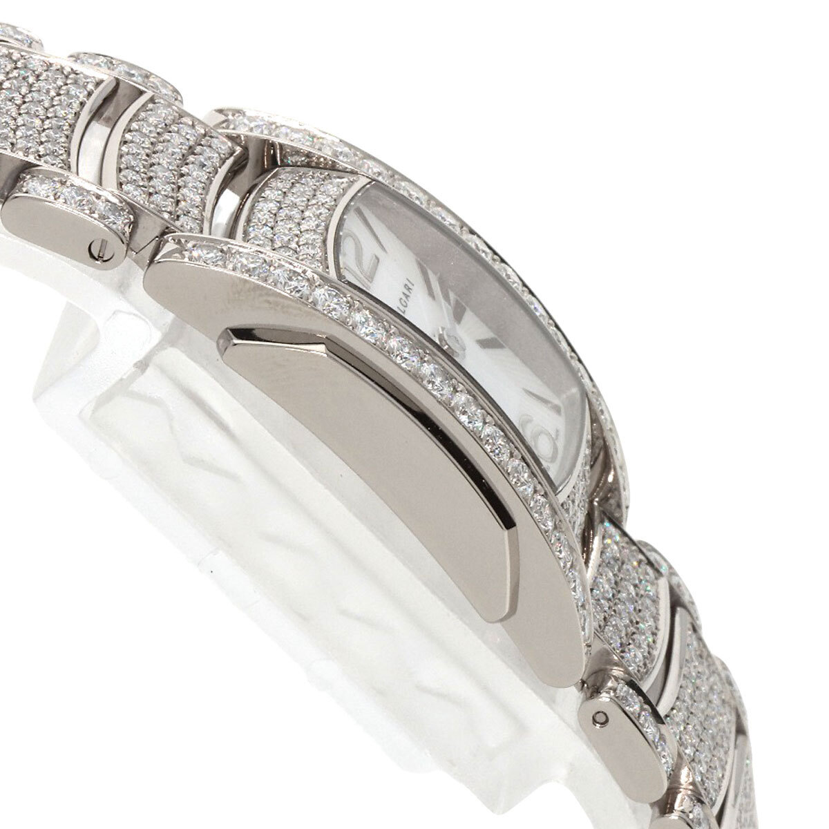BVLGARI BVLGARY AAW26Ga шоу ma оправа ремень бриллиант наручные часы K18 белое золото K18WGx бриллиант женский б/у 
