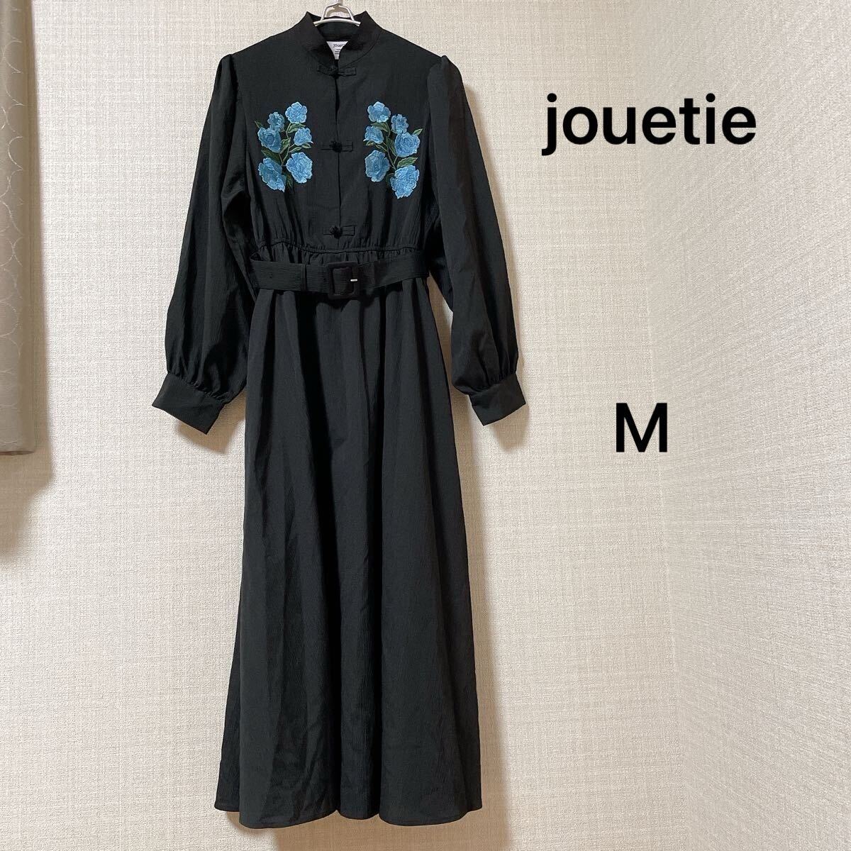 jouetie フラワー　チャイナワンピース　ブラック　長袖　M ロング　ワンピース 美品