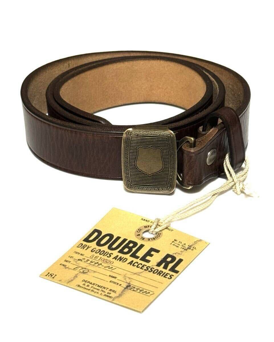RRL DOUBLE RL ヴィンセンス レザーベルト ヴィンテージ加工 ダークブラウン ブラス色バックル 36インチ