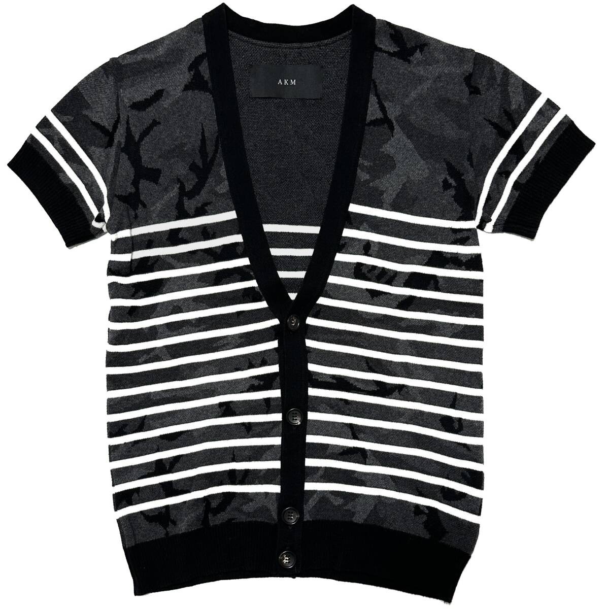定価3.9萬 AKM ITALY COTTON BY EMILCOTONI S/S CAMO DEEP V-CARDIGAN Mサイズ EMILCOTONI 社カモ半袖カーディガン wjk 1piu