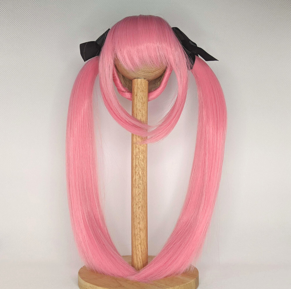 ドールウィッグ 8-9インチ ロングツインテール ピンク