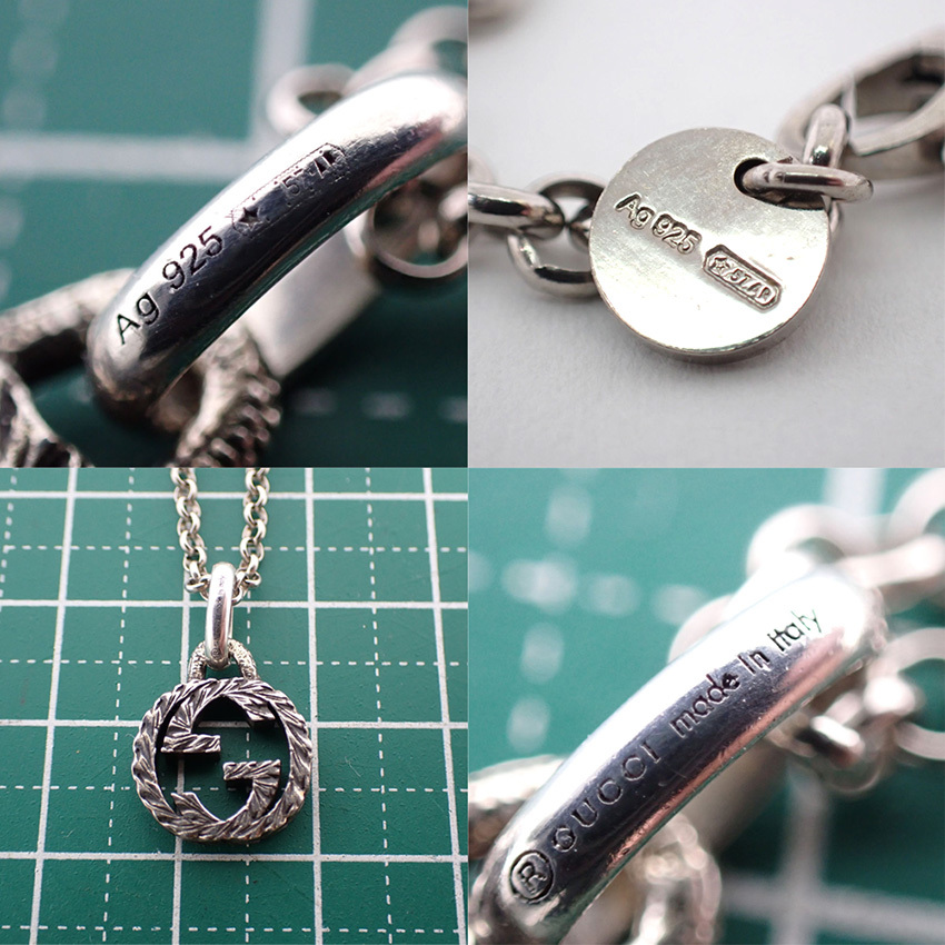 [ б/у ]GUCCI/ Gucci SV925 Inter locking подвеска / колье /g410-27