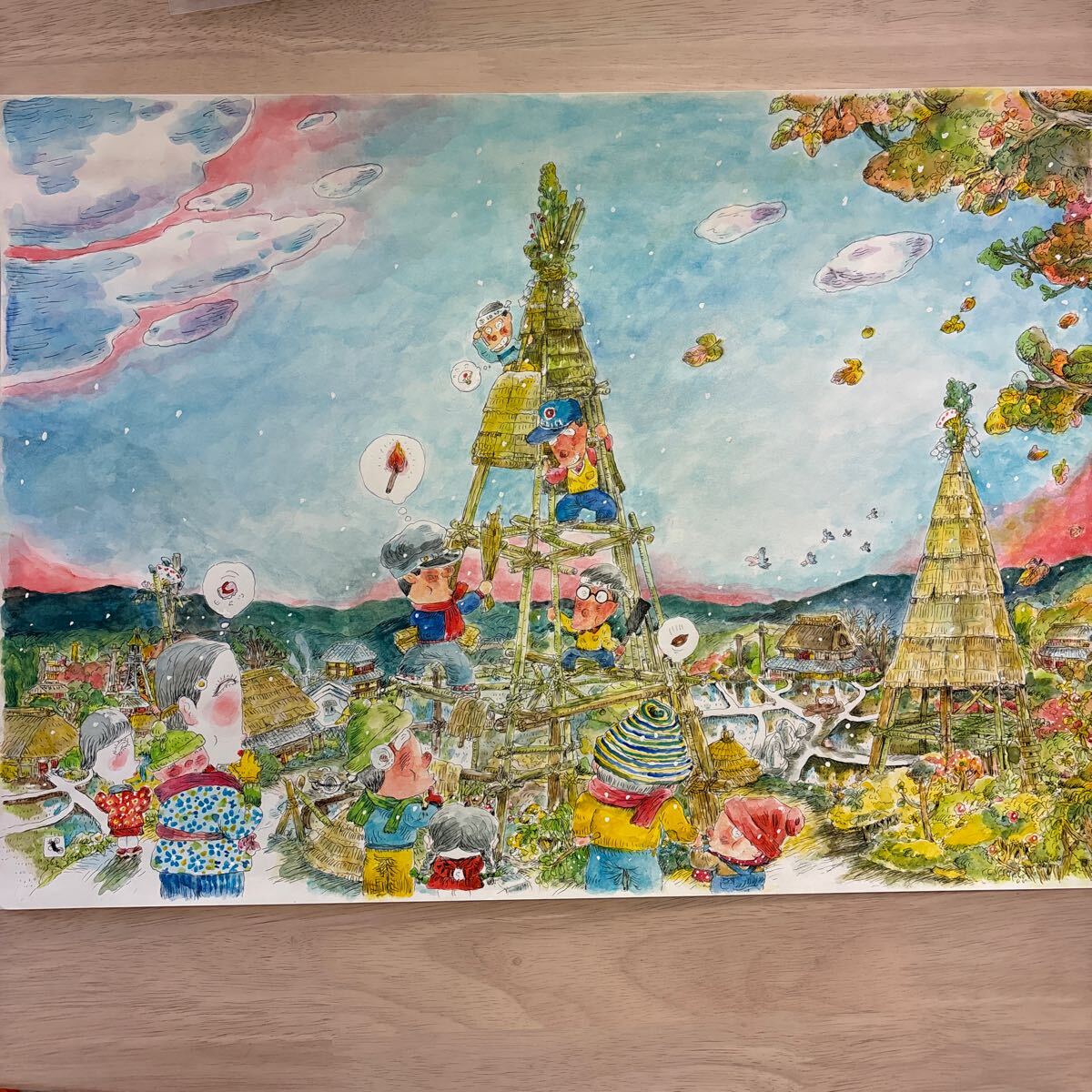 滝田ゆう！大型肉筆原画！-「リブラン車内吊り広告」はやく大きくなりたいな-泥鰌サイン入 39×54cm