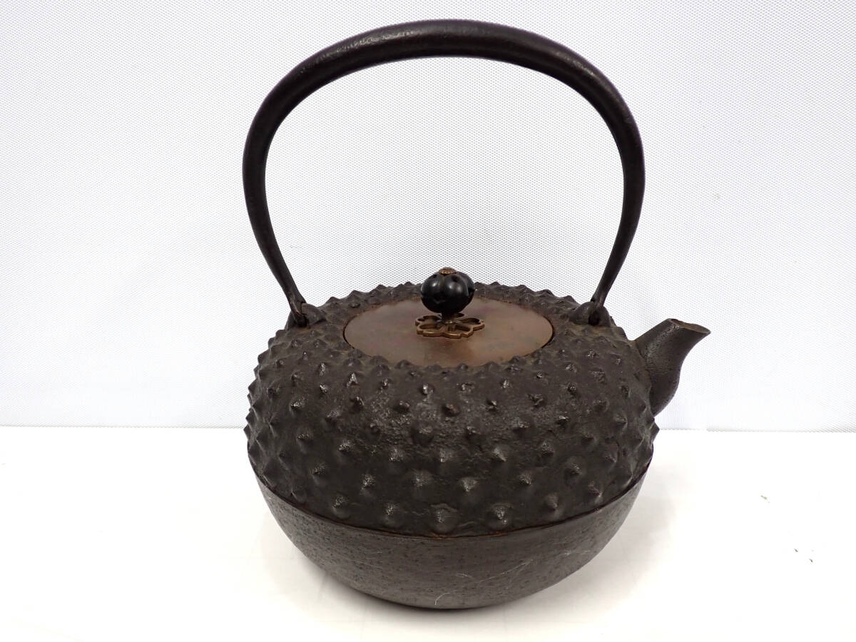 樂】 煎茶道具 大講堂 紫斑銅蓋 鉄瓶|鉄製 樂】 煎茶道具 大講堂 紫斑銅蓋 鉄瓶|鉄製