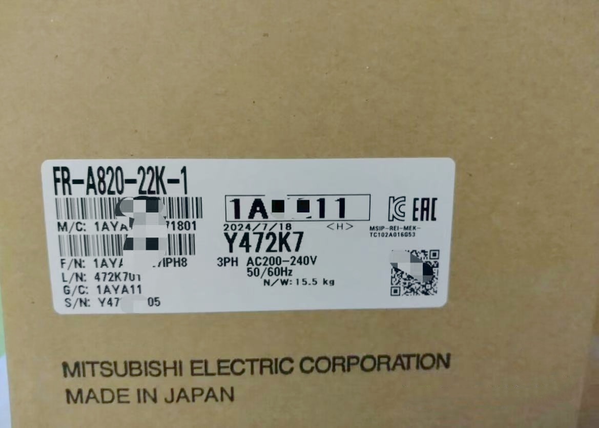 新品★東京発★適格請求★税込 MITSUBISHI/三菱 FR-A820-22K-1 インバーター★６ヶ月保証
