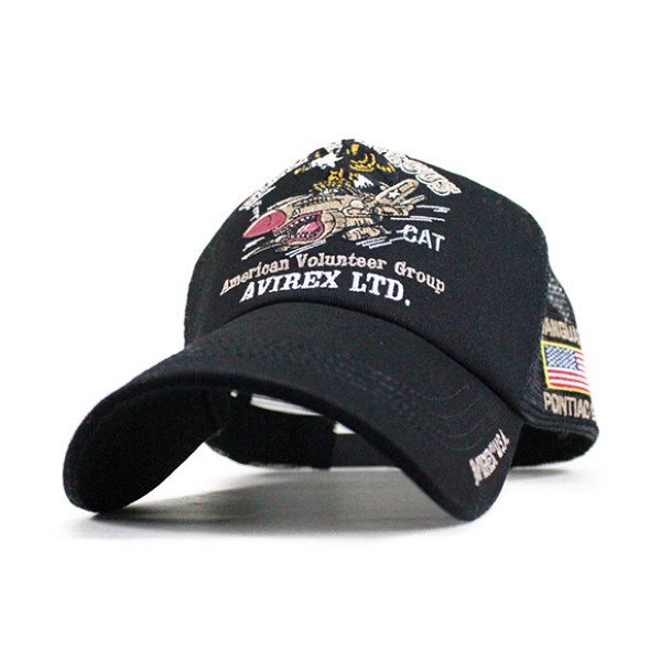 AVIREX アヴィレックス アビレックス キャップ 帽子 メッシュキャップ メンズ AVIREX A-1FLYING CIRCUS TYPE ブラック ブランド アウトド