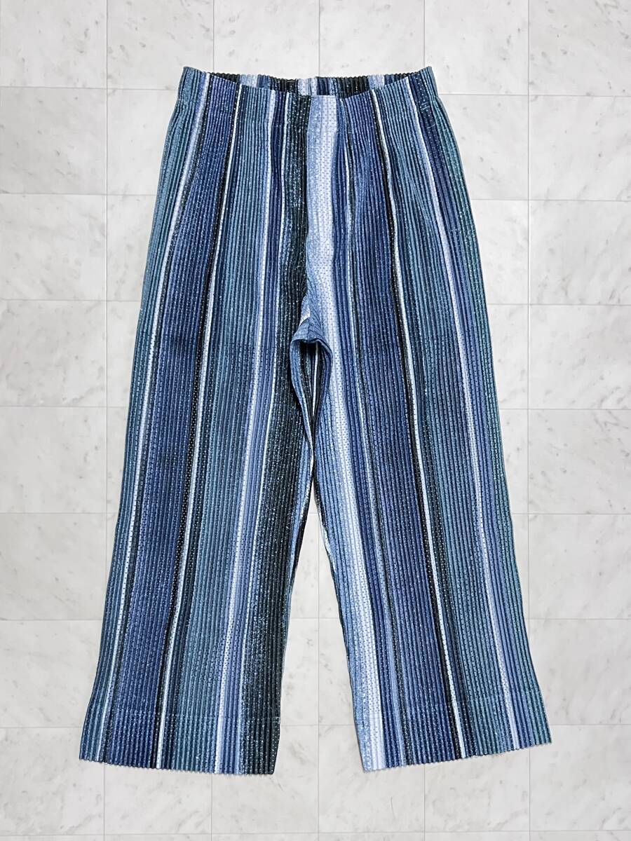 【美品】HOMME PLISSE ISSEY MIYAKE オムプリッセ イッセイ ミヤケ【HP91JF155】19SS PLEATS PANTS プリーツ メッシュ パンツ サイズ：2
