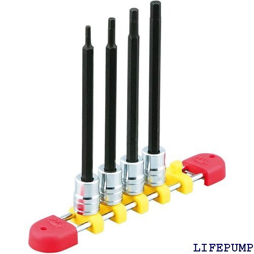 京都機械工具 KTC 6.3mm 1/4ンチ ロングヘ サゴン ビットソケット セット 4個組 TBT2L04H 4939
