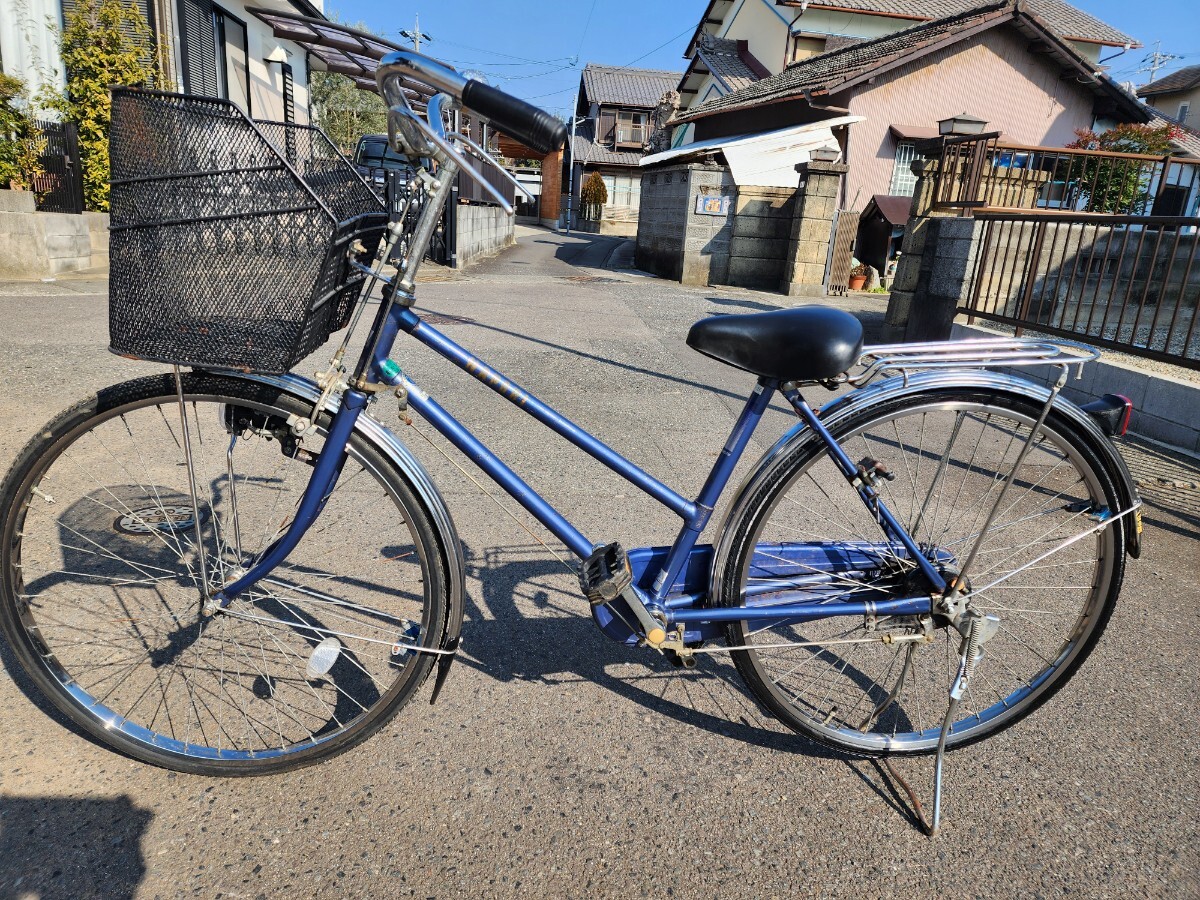 手渡し限定 Maruishi NAPORI 丸石自転車 ナポリ 希少品 80s レトロ 26インチ ヴィンテージ 前カゴ后ろ荷臺付 6ギア 青