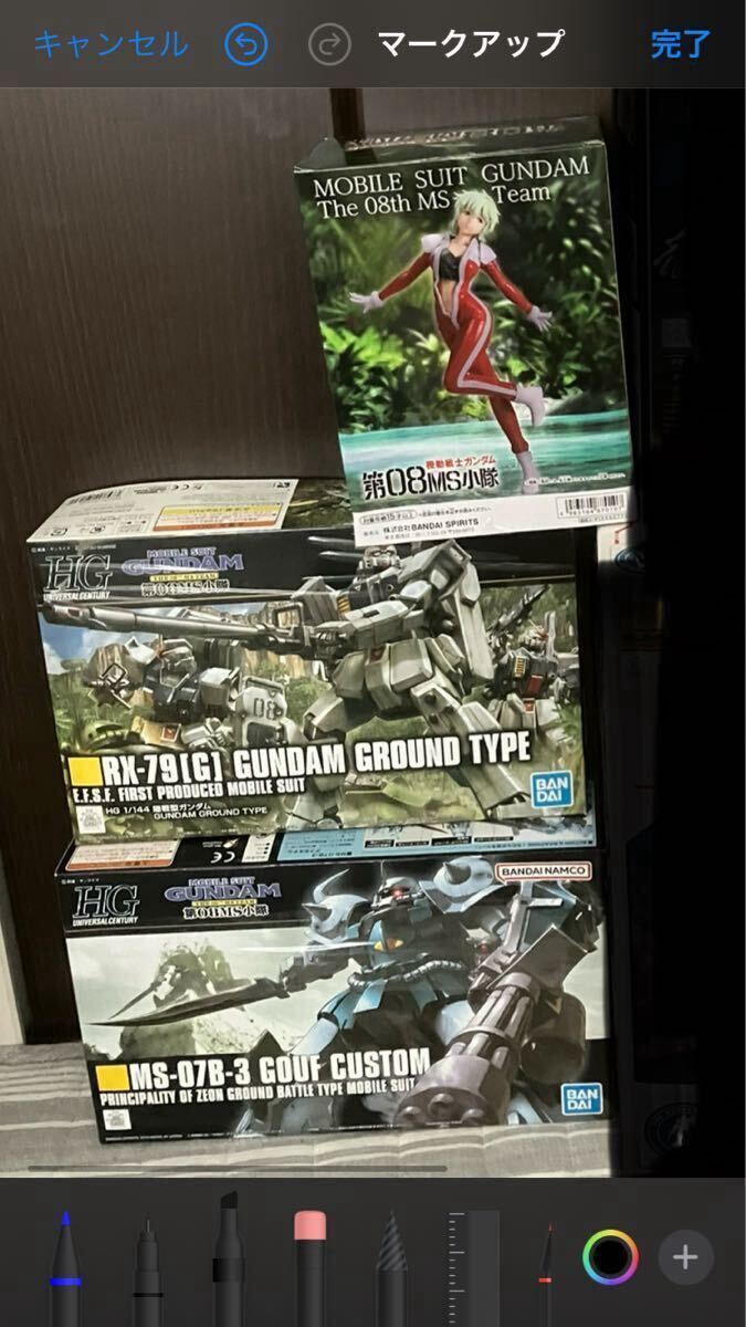 【内袋未開封新品】機動戦士ガンダム第08MS小隊3点　HGグフカスタム・HG陸戦型ガンダム・アイナサハリン+おまけ1点