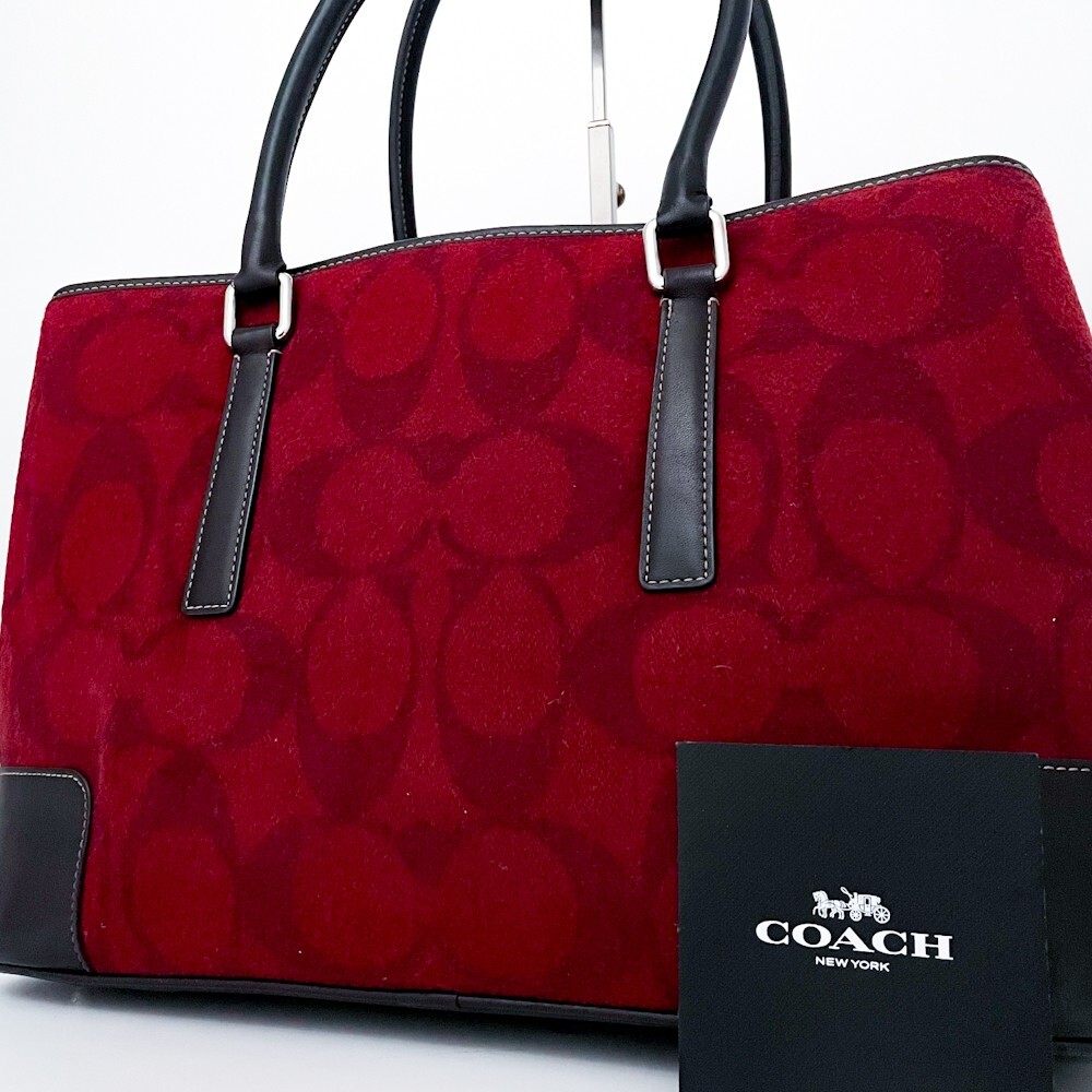 1円■未使用級■型崩れ無し■入手困難色■COACH コーチ トートバッグ ビジネス ブリーフケース 大容量 A4 メンズ レディース ボルドー