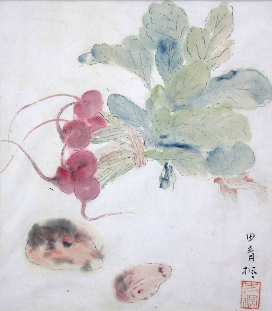 津田青楓 「野菜」 水彩畫 絵畫 - 北海道畫廊