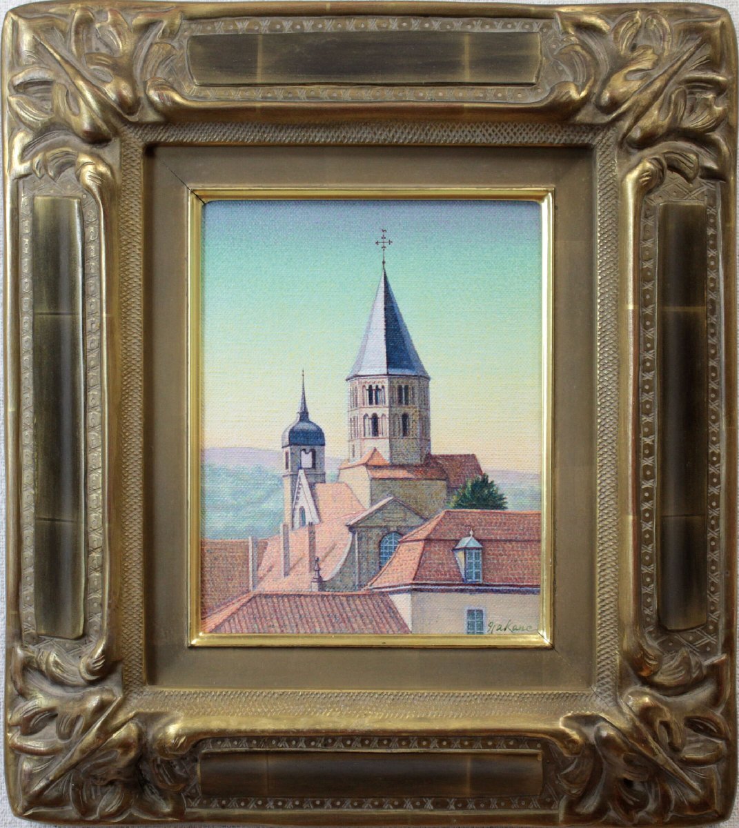 中根寛 「双塔（フランス クリュニー）」 油絵・油彩画 絵画 - 北海道画廊
