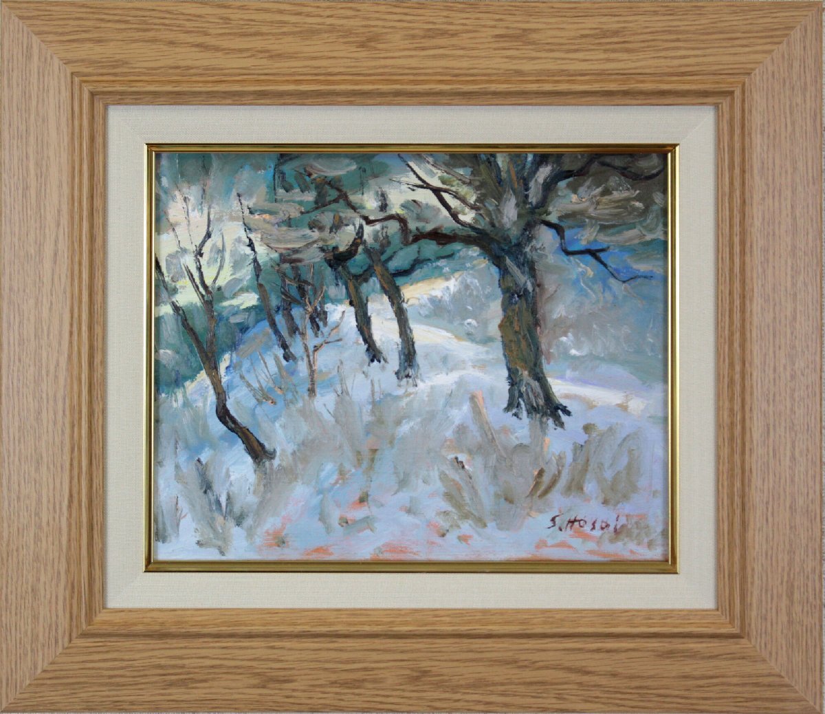 細井四治郎 「雪の斜面」 油絵・油彩画 絵画 - 北海道画廊 自然・風景画