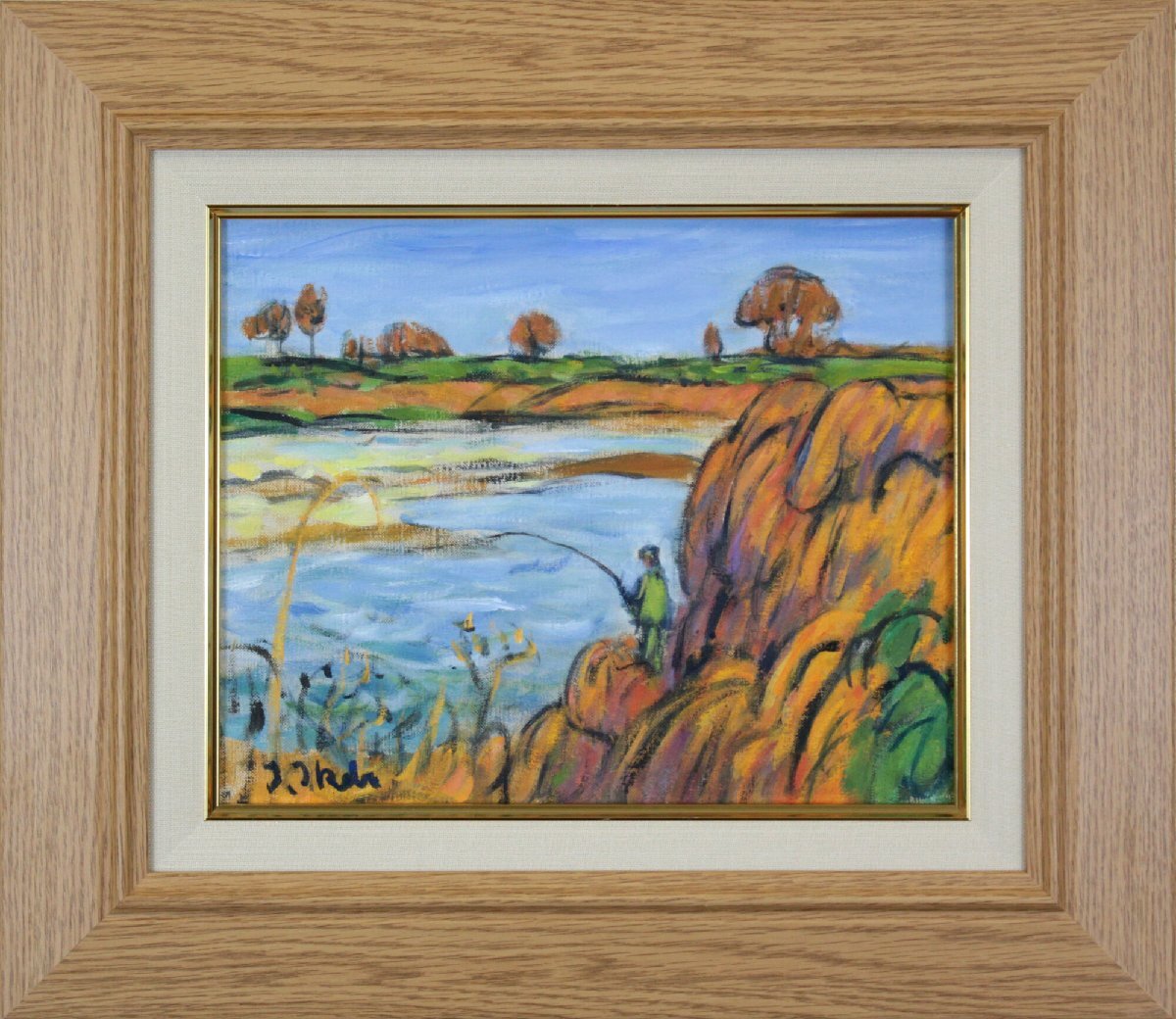 池辺一郎 「秋の川」 油絵・油彩画 絵画 - 北海道画廊