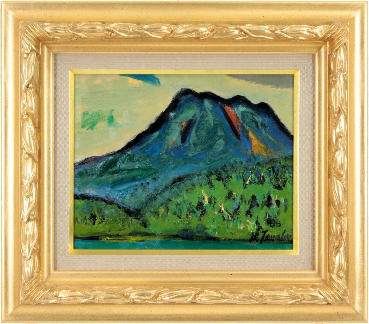 田辺三重松 「パンケ湖より見たる雄阿寒」 油絵・油彩画 絵画 - 北海道画廊