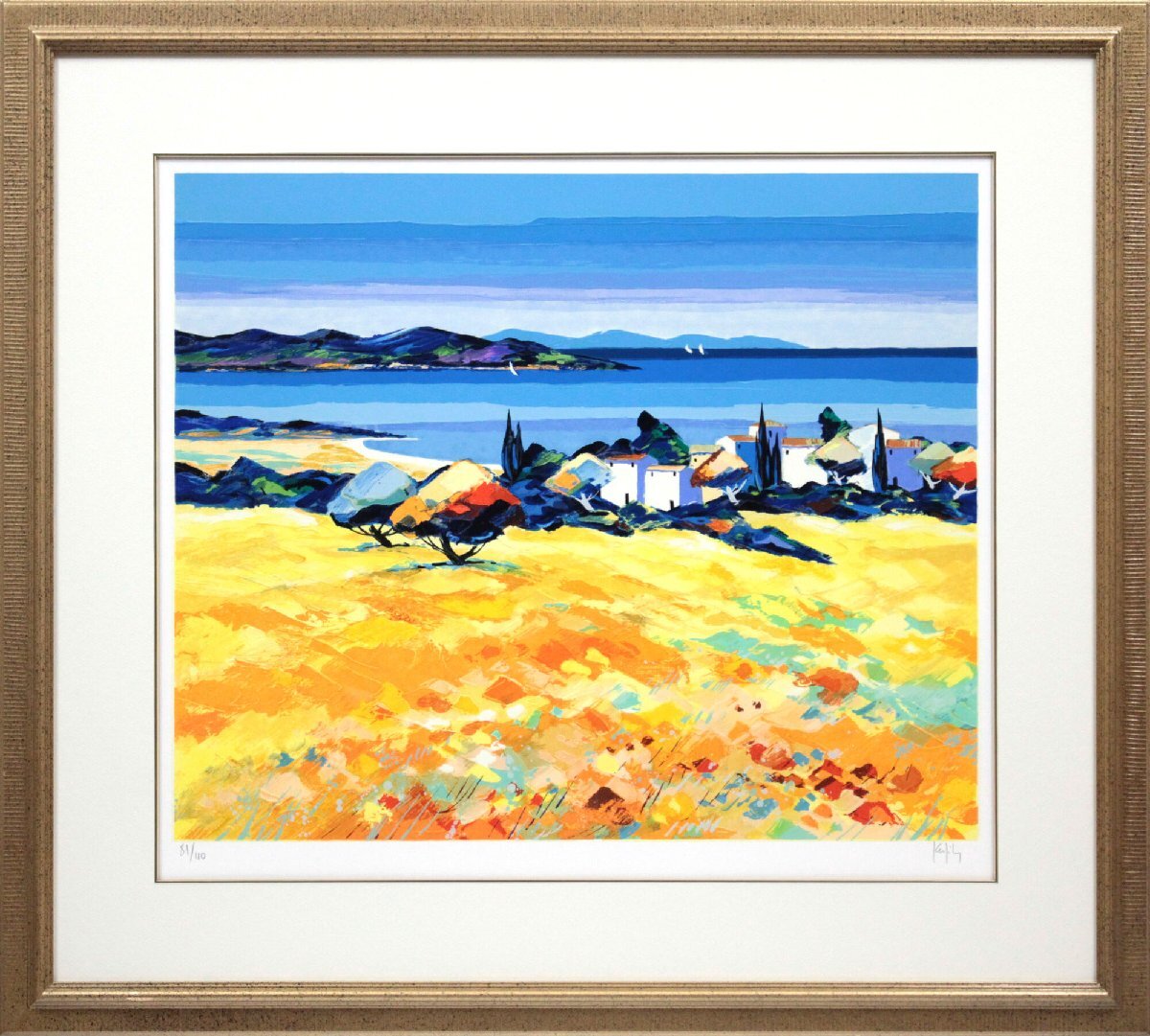 ベルナール・ケルフィリー 「コルシカの海辺」 シルクスクリーン 版画 絵画 - 北海道画廊