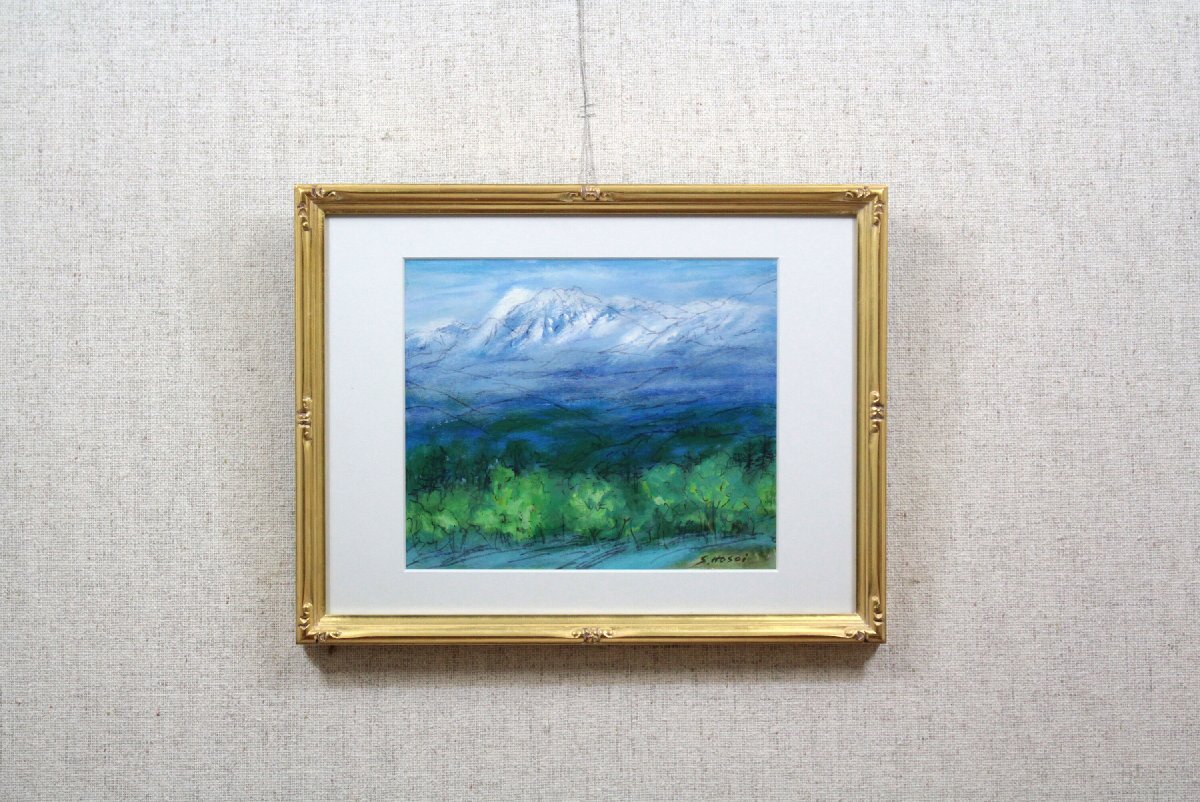 細(xì)井四治郎 「美瑛より十勝岳を望む」 ガッシュ 絵畫(huà) - 北海道畫(huà)廊