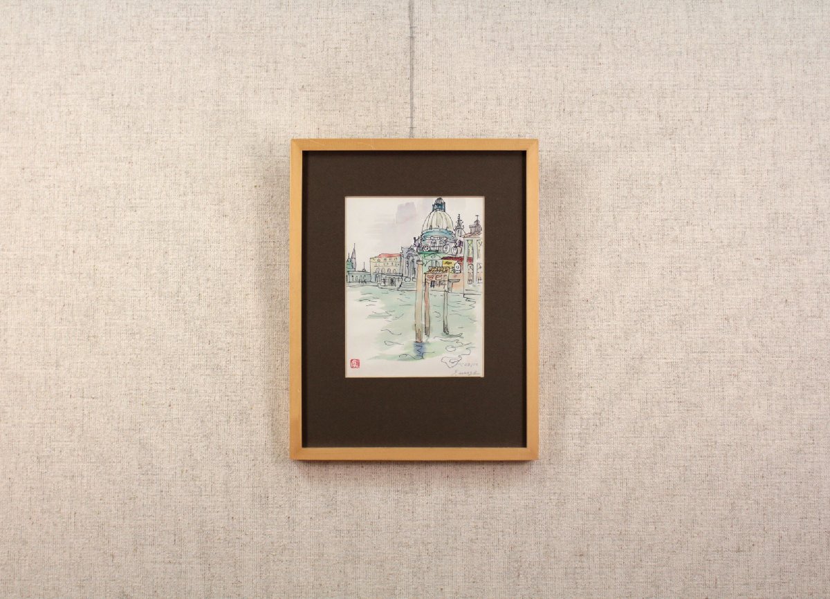 村瀬真治 「ベニスにて」 水彩畫 絵畫 - 北海道畫廊