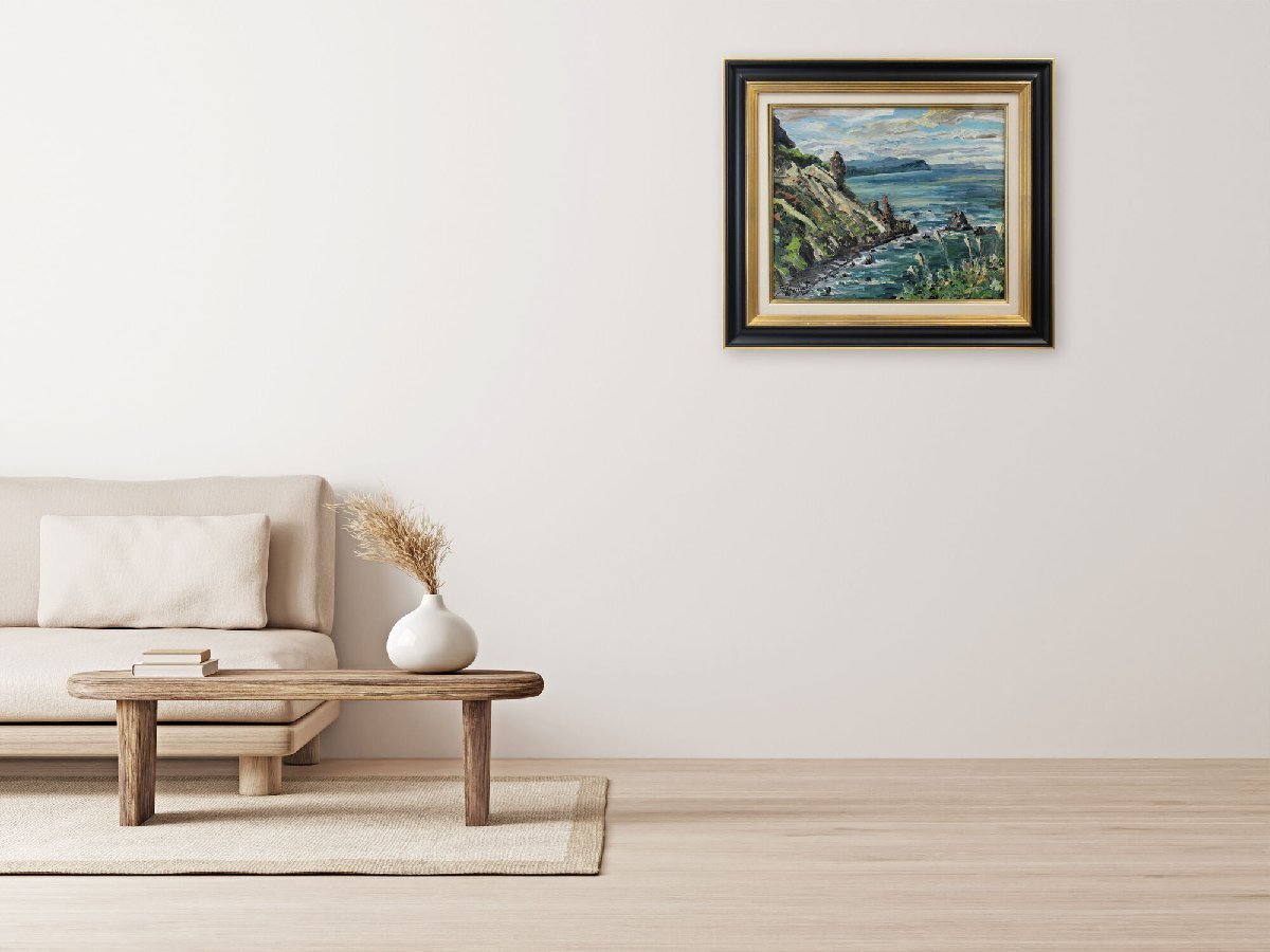 坂元輝行 油絵・油彩画『小樽赤岩 ソーランの碑広場より』【真作保証】 絵画 坂元輝行 油絵・油彩画『小樽赤岩 ソーランの碑広場より』【真作