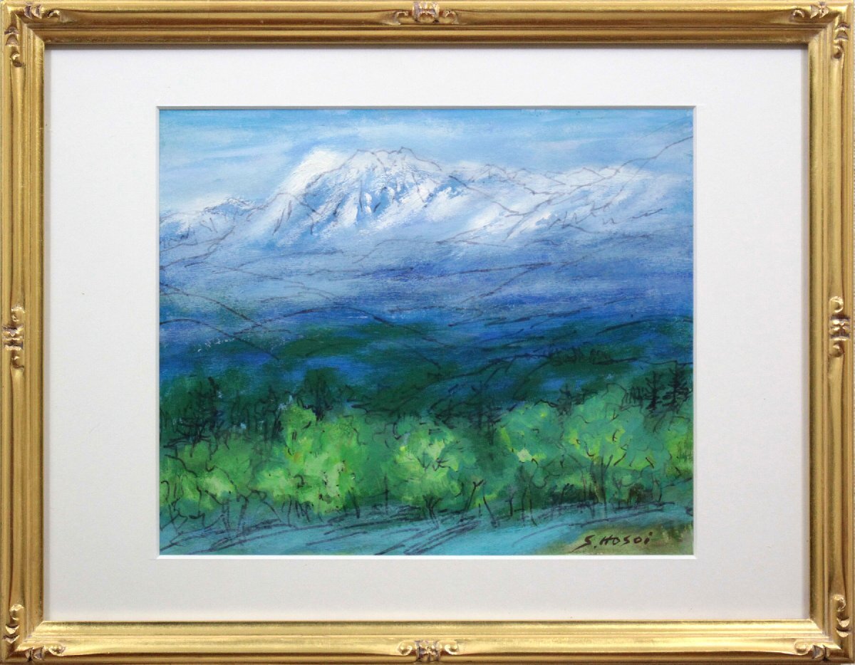 細(xì)井四治郎 「美瑛より十勝岳を望む」 ガッシュ 絵畫(huà) - 北海道畫(huà)廊