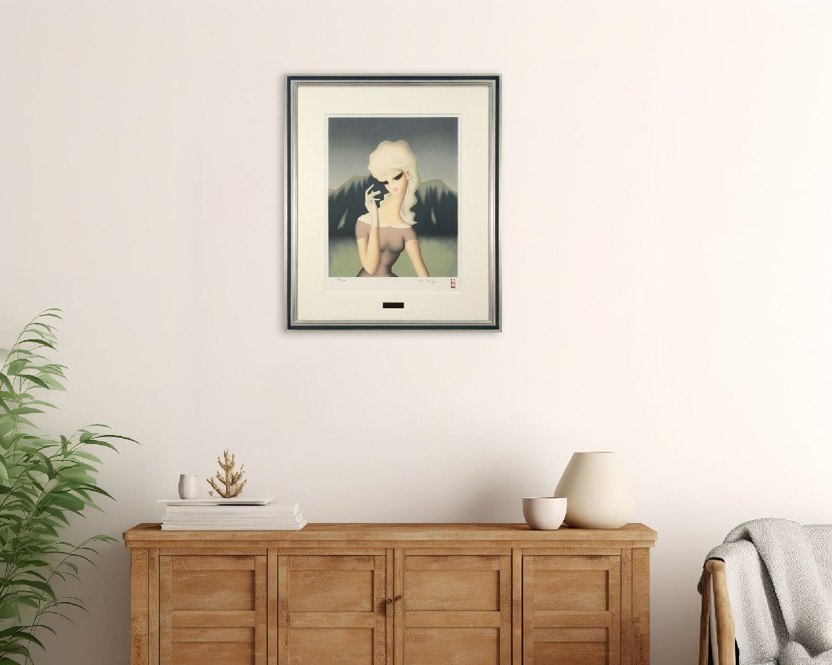 東郷青児 「青い山」 リトグラフ 版画 絵画 - 北海道画廊