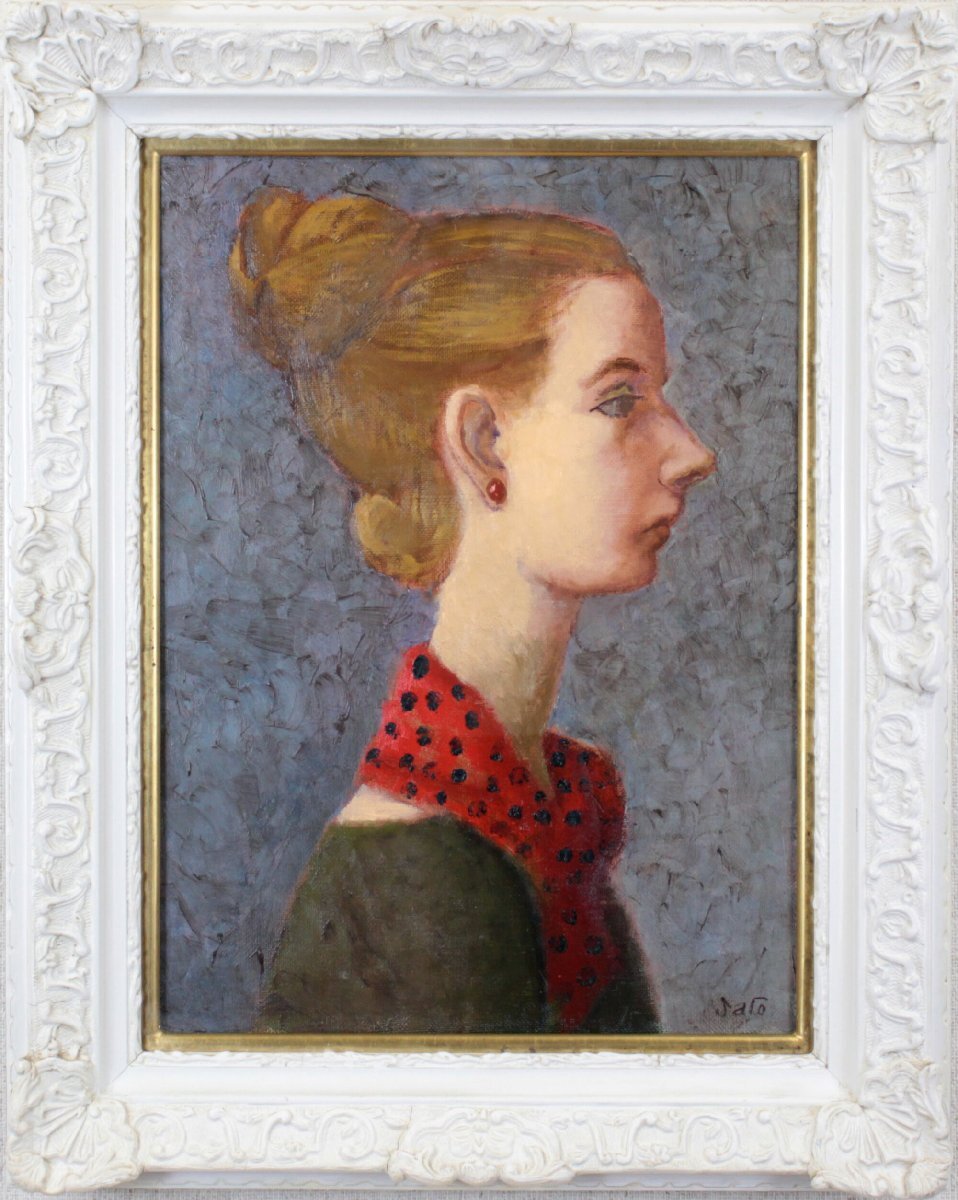 佐藤真一 「横向き少女」 油絵・油彩画 絵画 - 北海道画廊